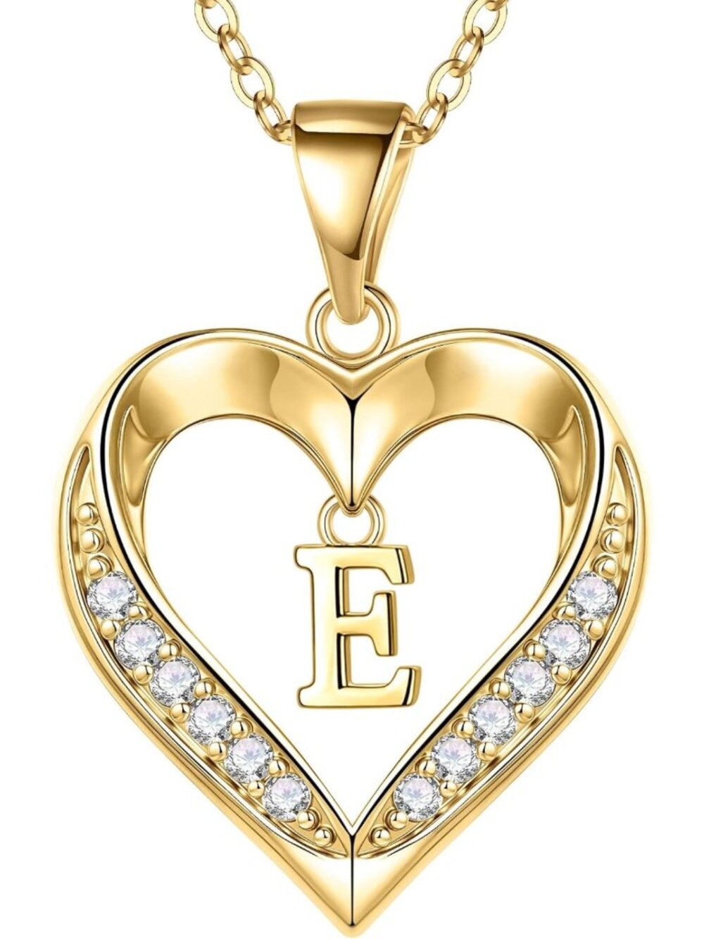 Dainty 14K Gold Plated Heart Initial Necklace - Custom A-Z Pendant, Waterproof